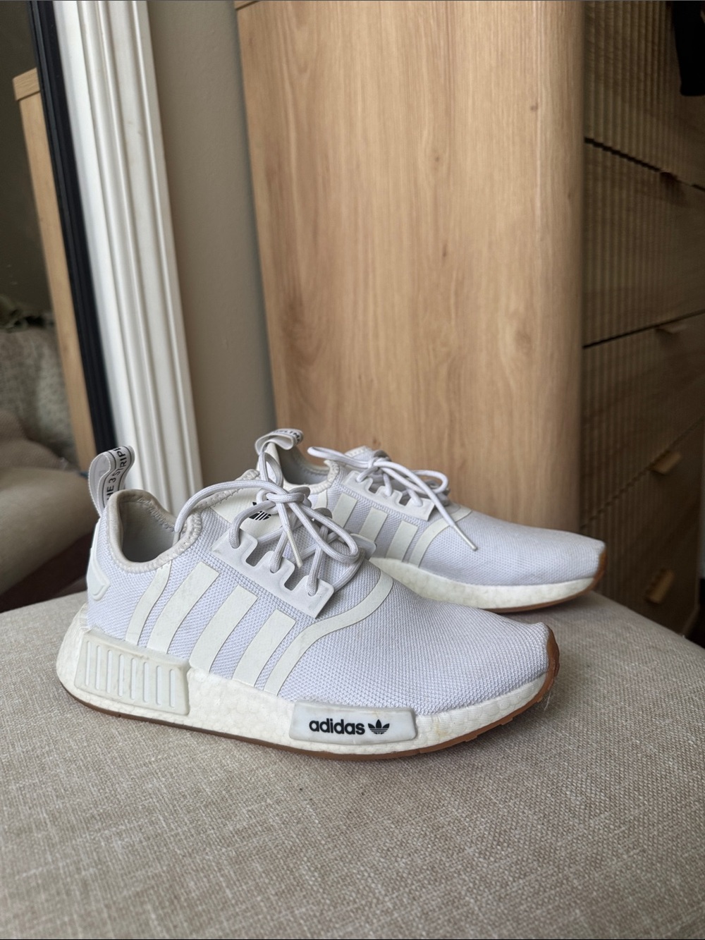 Adidas White Mesh NMD-Style Sneakers